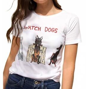 NEW UNFORTUNATE PORTRAIT unisex watch dogs tee in white